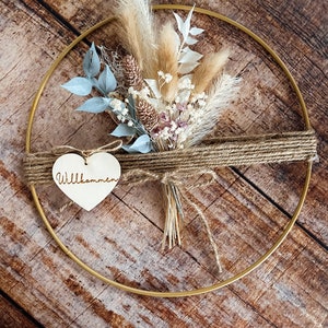 Metal Ring "Gold & Beige" | Dry flower loop | door wreath dried flowers | metal ring with dried flowers | Gift idea dried flower ring