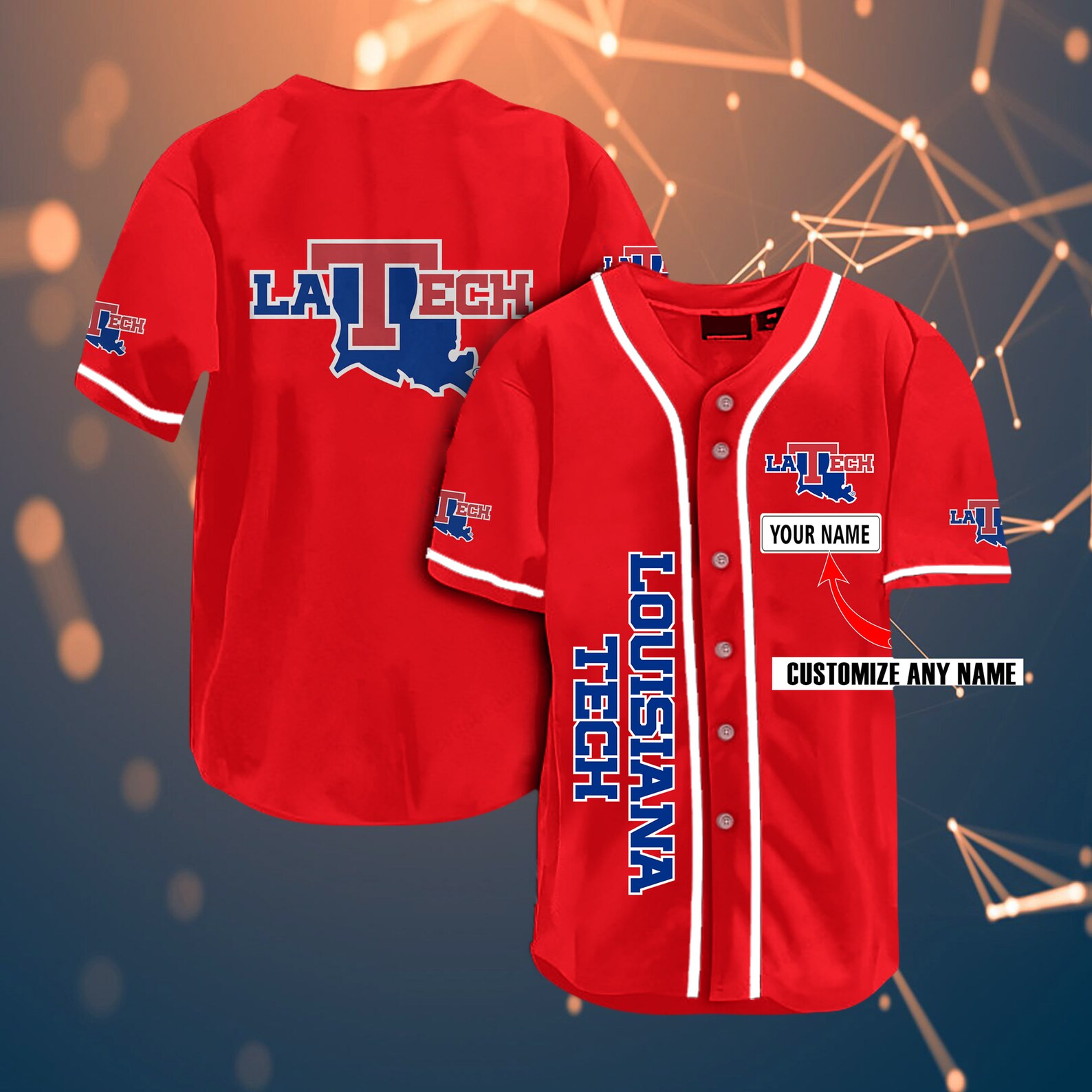 Louisiana Tech Bulldogs Baseball Jersey Personalized Name Etsy