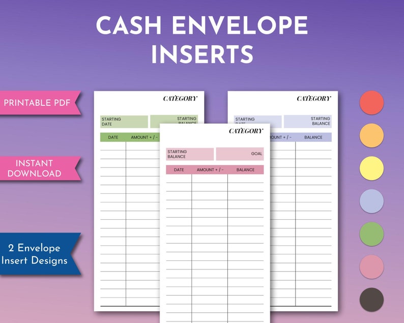Cash Envelope Insert Cutouts, Dave Ramsey Budgeting System, Money Management Tracker, Instant