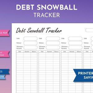Seguimiento de bola de nieve de deuda, Planificador de pago de préstamos personales, Planificador de método de bola de nieve, Registro de pagos de libertad financiera, Plantilla de pago de dinero PDF