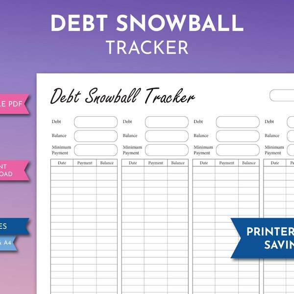 Debt Snowball Tracker, Personal Loan Repayment Planner, Snowball Method Planner, Financial Freedom Payment Log, Pay Off Money Template PDF