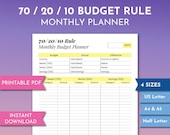 70/20/10 Budget Rule, Personal Budgeting Planner Dashboard, Printable Finance Tracker PDF, Yellow Wealth Building Worksheet, Expense Savings