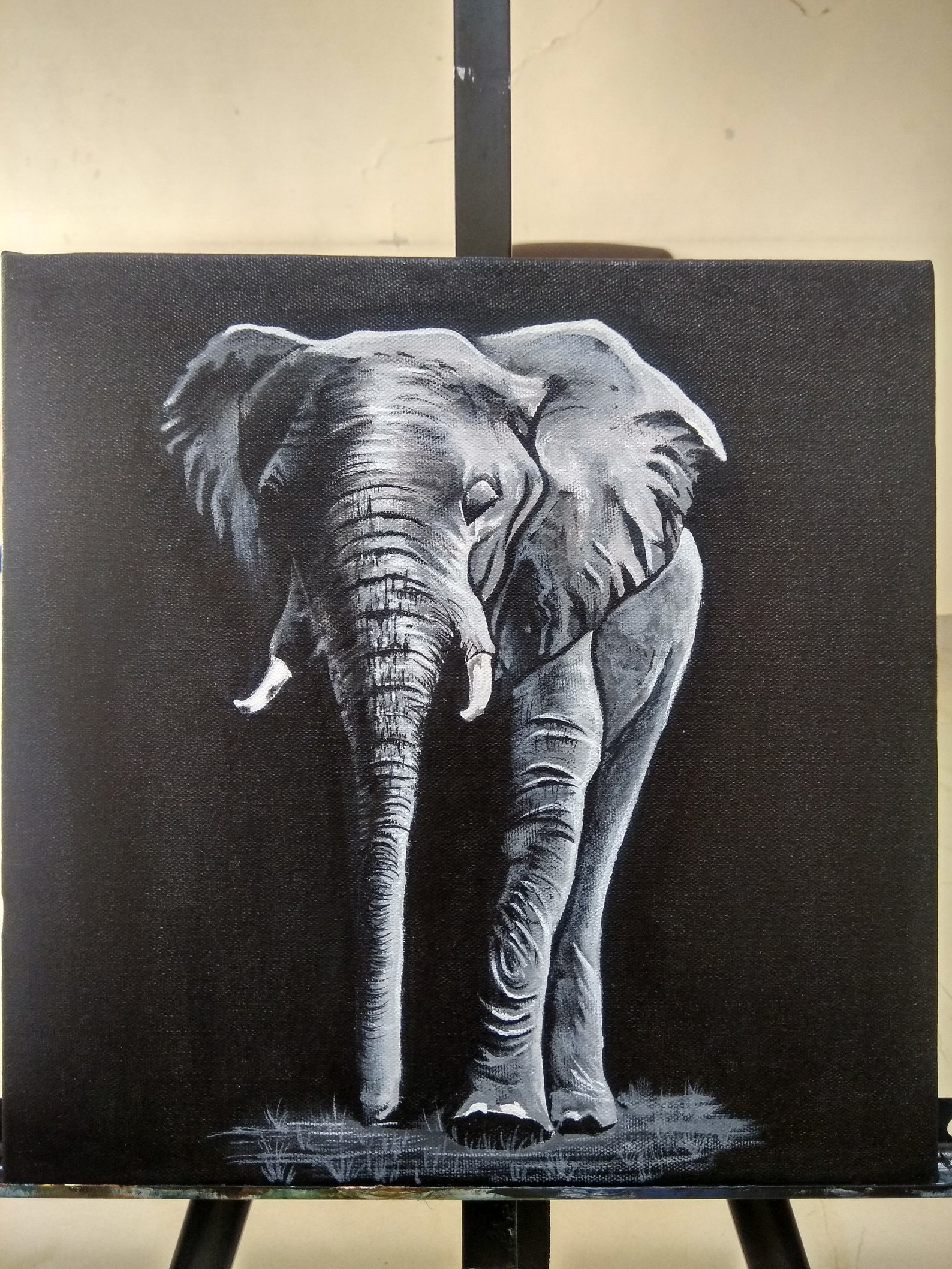 Original Painting Elephant Portrait Acrylic Painting for Wall Etsy
