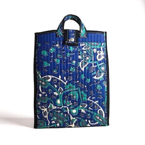 Handmade Quilted Laptop & iPad Carrier: Blue Floral Design