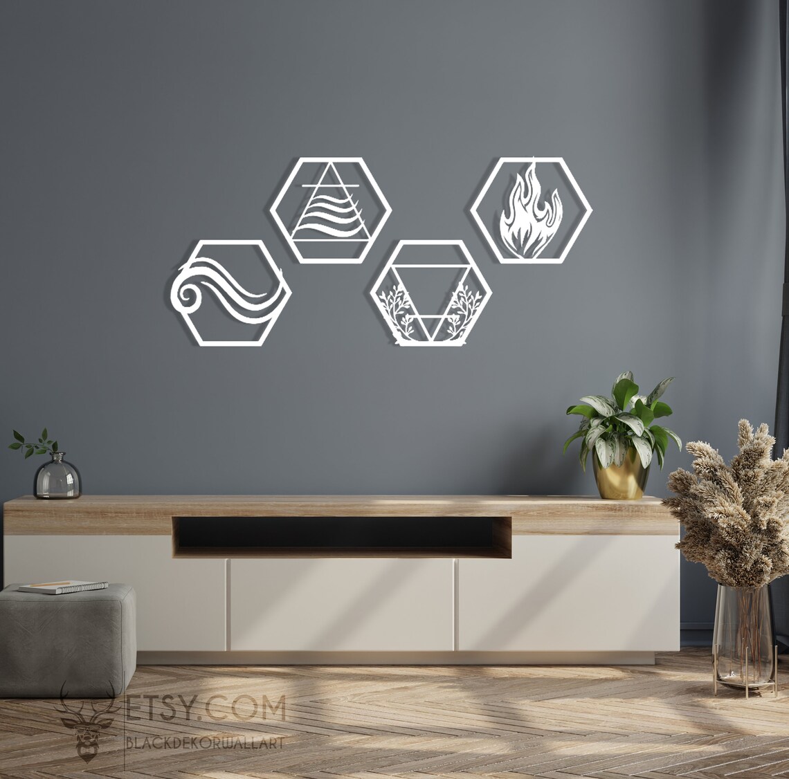 Four Elements Metal Wall Art SetWall HangingsAvatar Wall Etsy
