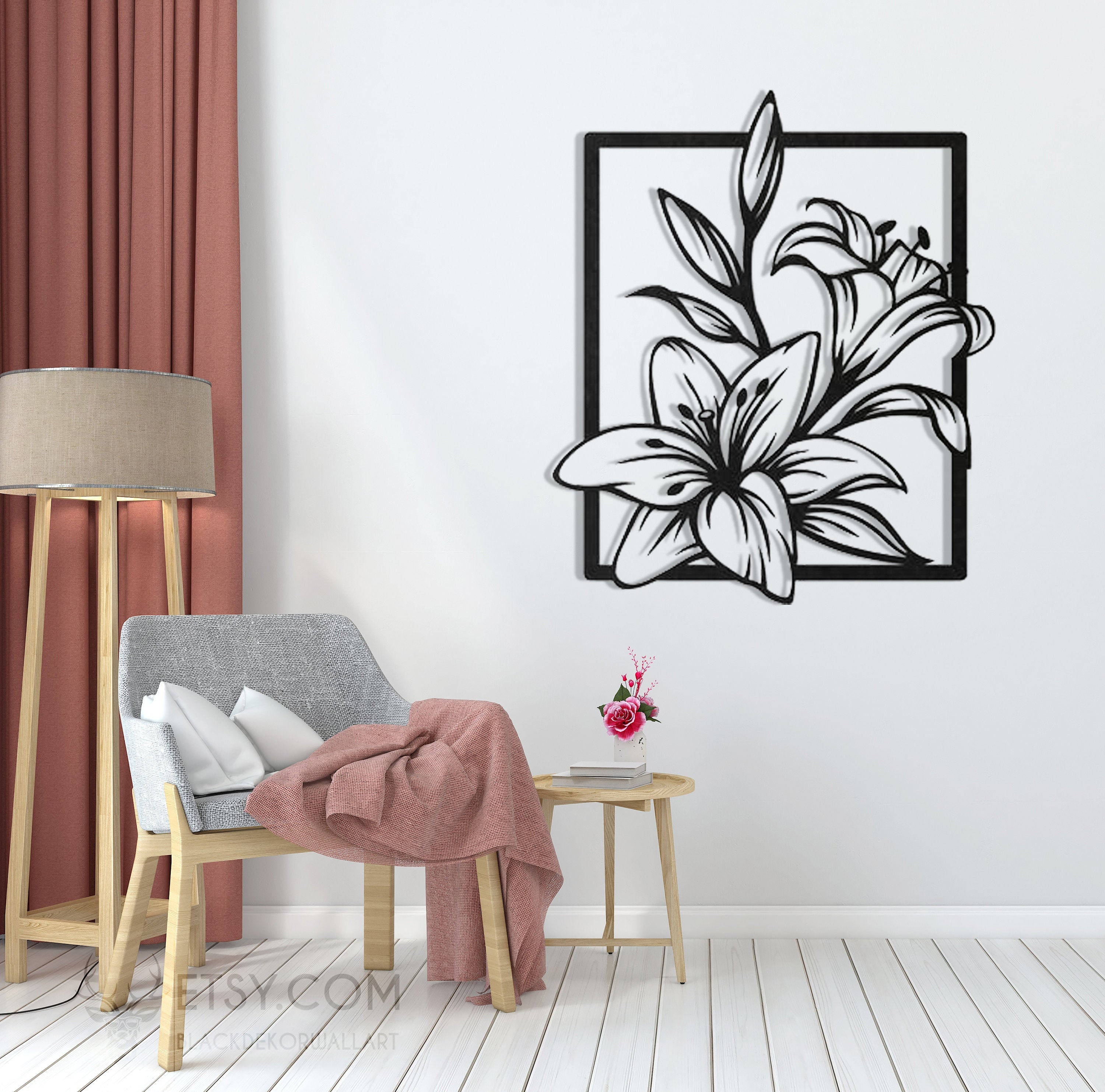 Lily Metal Grand Wall Art Metal Wall Art Wall Hanging Wall Etsy