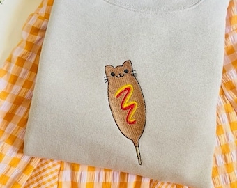 Corn Cat Embroidered Crewneck Sweatshirt