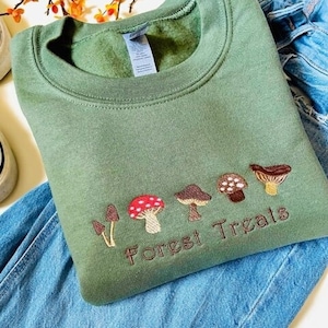 Forest Treats  Mushroom Embroidered Crewneck