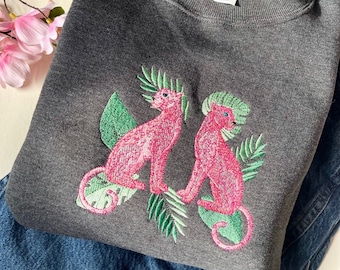 Panther Crest Embroidered Crewneck | Pink Cat Crewneck | Cat Sweatshirt | Pinterest | Winter Apparel