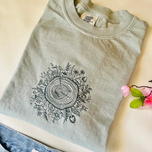 Wild Bloom Embroidered Cotton T-Shirt Nature Tee Embroidered T-Shirt Graphic T Shirt Nature Gifts image 6