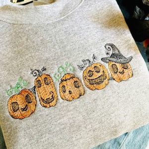 Spooky Pumpkin Patch Halloween Embroidered Crewneck Halloween Sweatshirts Autumn Crewneck Spooky Season Sweatshirts image 3