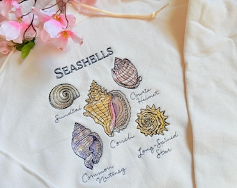 Seashell Embroidered Hoodie: Beach Summer Sweatshirt