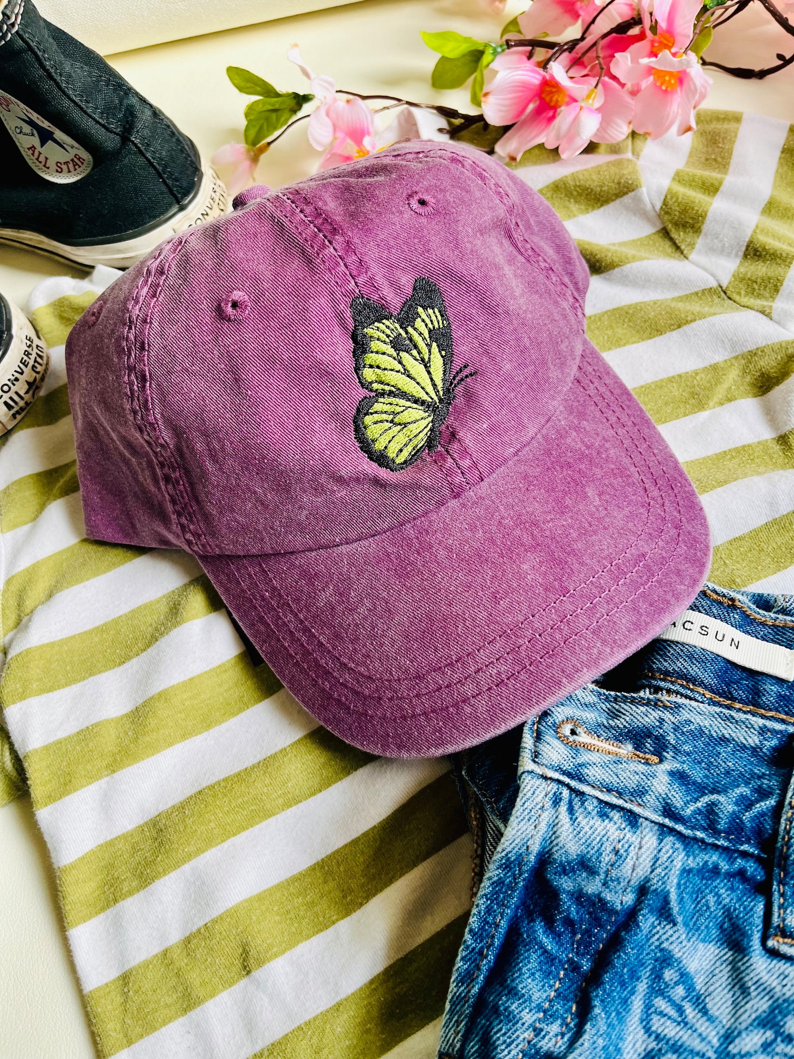 Vintage Butterfly Embroidered Baseball Cap | Dad Hat | Dat Hats ...