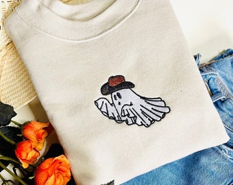 Western Ghost Embroidered Crewneck | Ghost Sweatshirt | Halloween Crewneck | Halloween Gifts | Western Apparel | Cowboy Crewneck