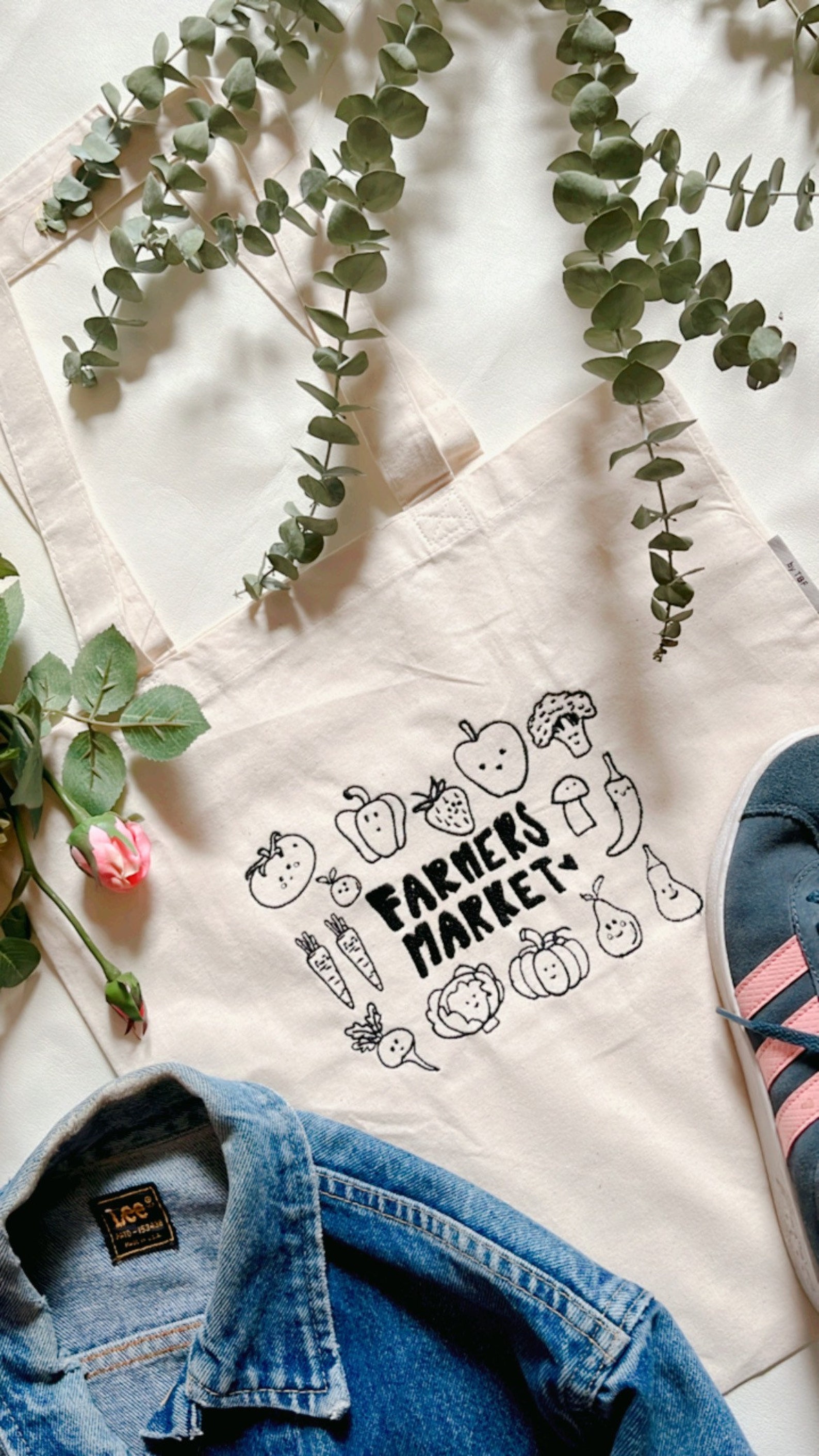 Embroidered Farmers Market Organic Cotton Tote Bag - Etsy