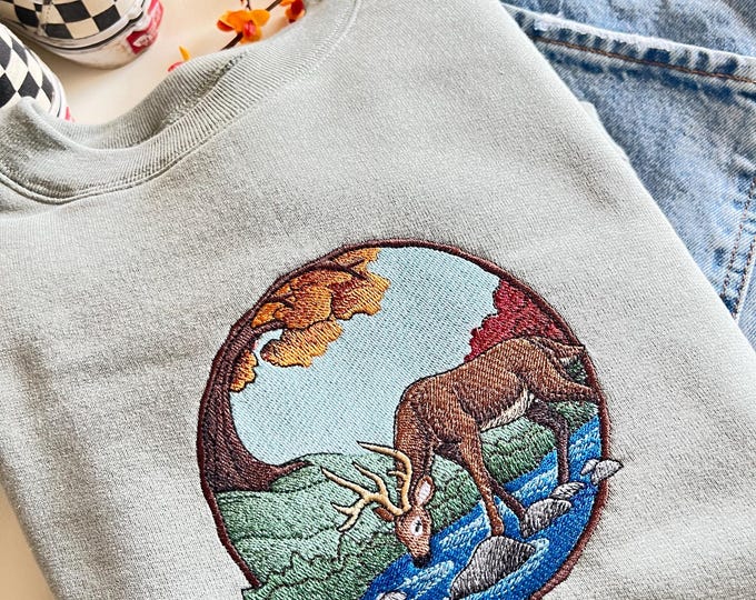 Forest Buck Embroidered Crewneck | Nature Crewneck