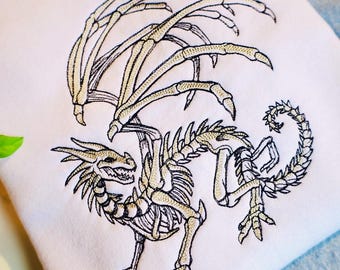 Dragon Skeleton Embroidered Crewneck Sweatshirt