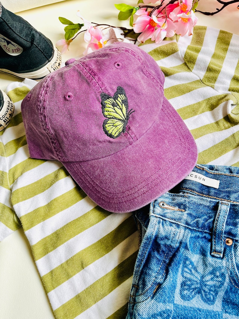 Vintage Butterfly Embroidered Baseball Cap | Dad Hat | Dat Hats ...