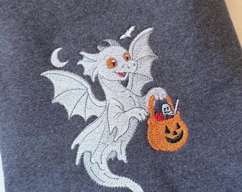 Ghost Dragon Halloween Embroidered Crewneck
