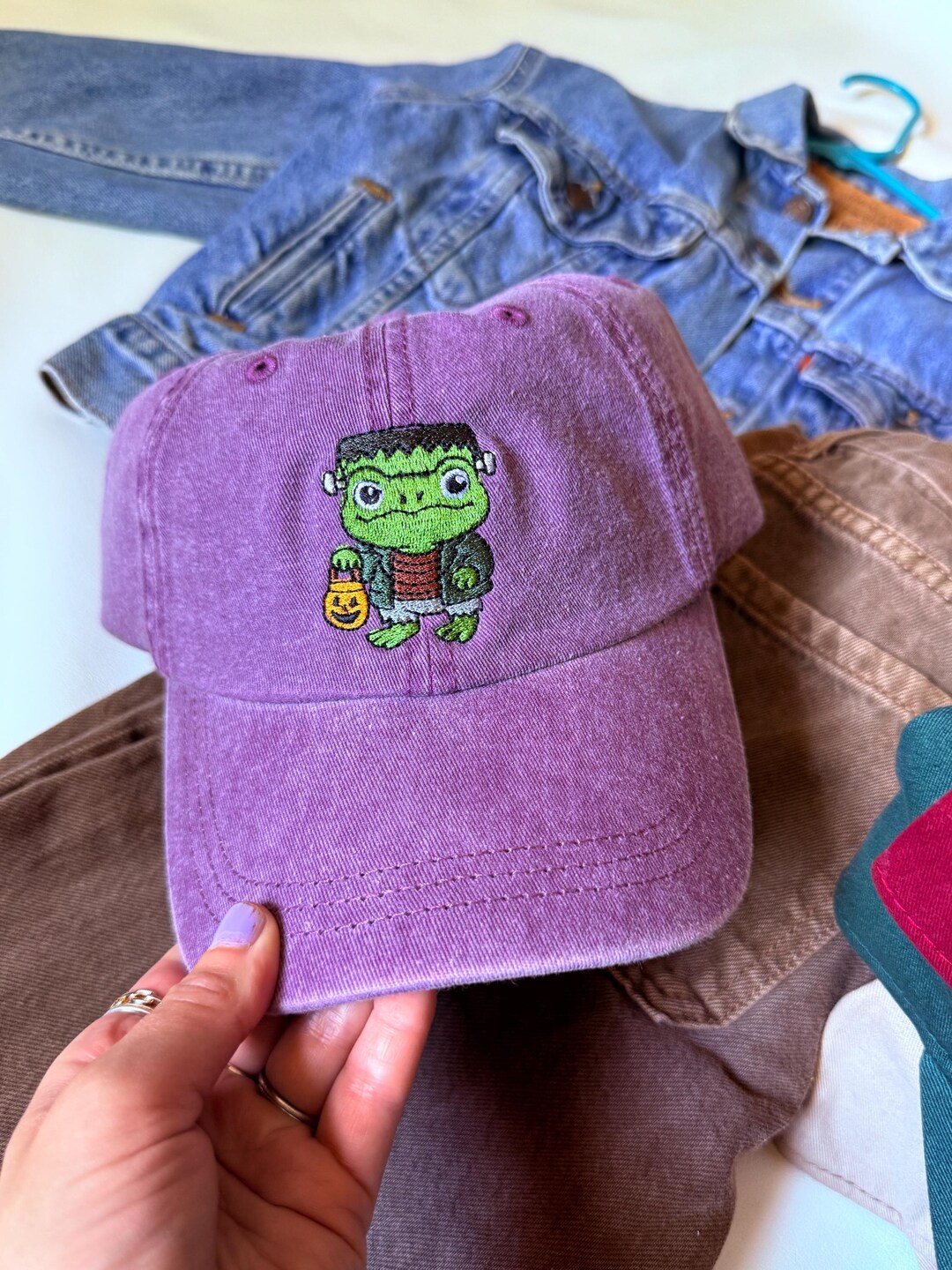 Frankenstein Frog Embroidered Baseball Cap | Vintage | Dat Hats ...