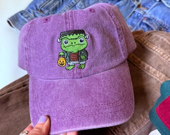 Frankenstein Frog Embroidered Baseball Cap | Vintage | Dat Hats | Halloween Gifts | Skatewear