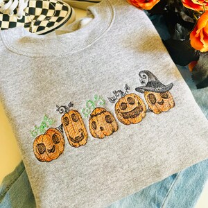 Spooky Pumpkin Patch Halloween Embroidered Crewneck Halloween Sweatshirts Autumn Crewneck Spooky Season Sweatshirts image 2