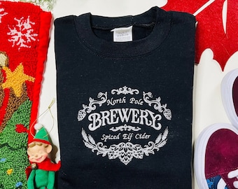 North Pole Brewery Embroidered Crewneck | Christmas Crewneck | Christmas Sweatshirt | Sweatshirts for Christmas