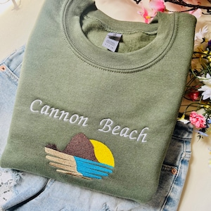 Cannon Beach Oregon Embroidered Crewneck | Beach Crewneck | Summer Sweatshirt