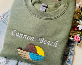 Cannon Beach Oregon Embroidered Crewneck | Beach Crewneck | Summer Sweatshirt