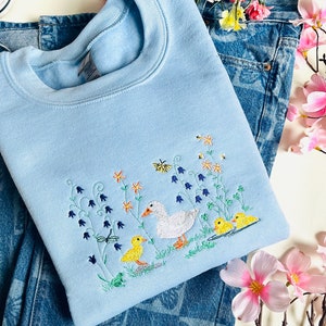 Spring Duckies Embroidered Crewneck