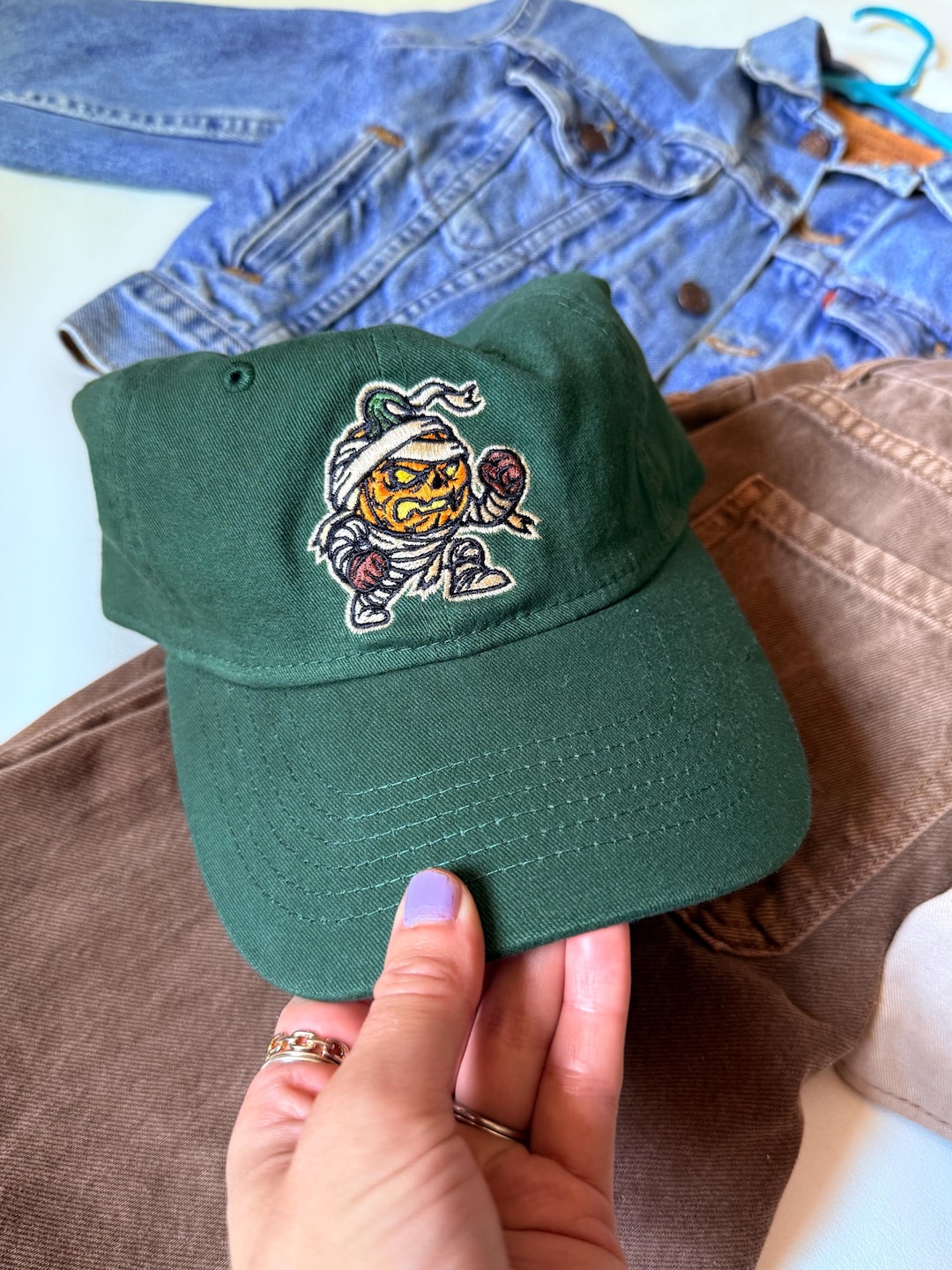 Mummy Pumpkin Embroidered Baseball Cap | Vintage | Dat Hats | Halloween ...