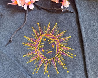 Gypsy Sun Embroidered Hoodie | Sun Hoodie | Summer Sweatshirt | Tarit Card Sun