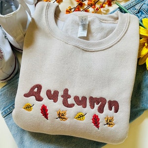 Autumn Leaf Embroidered Crewneck