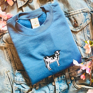 Cow Embroidered Crewneck | Cottage Core Sweatshirt