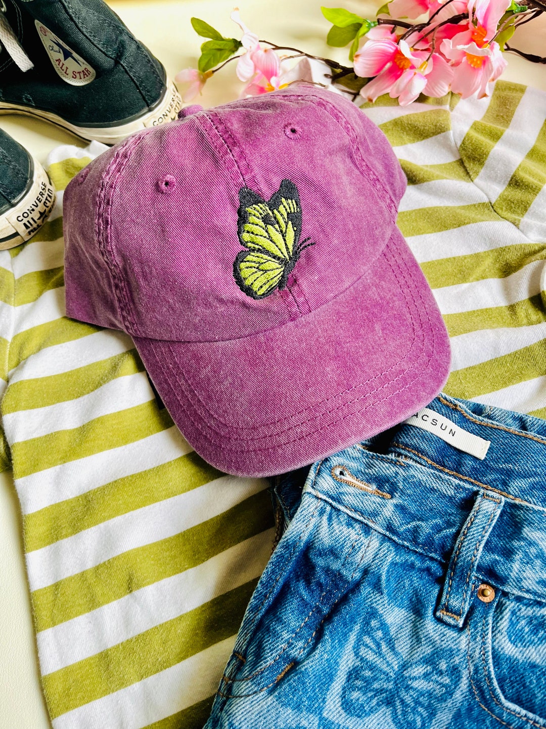 Vintage Butterfly Embroidered Baseball Cap | Dad Hat | Dat Hats ...