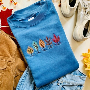 Fall Leaf Embroidered Crewneck