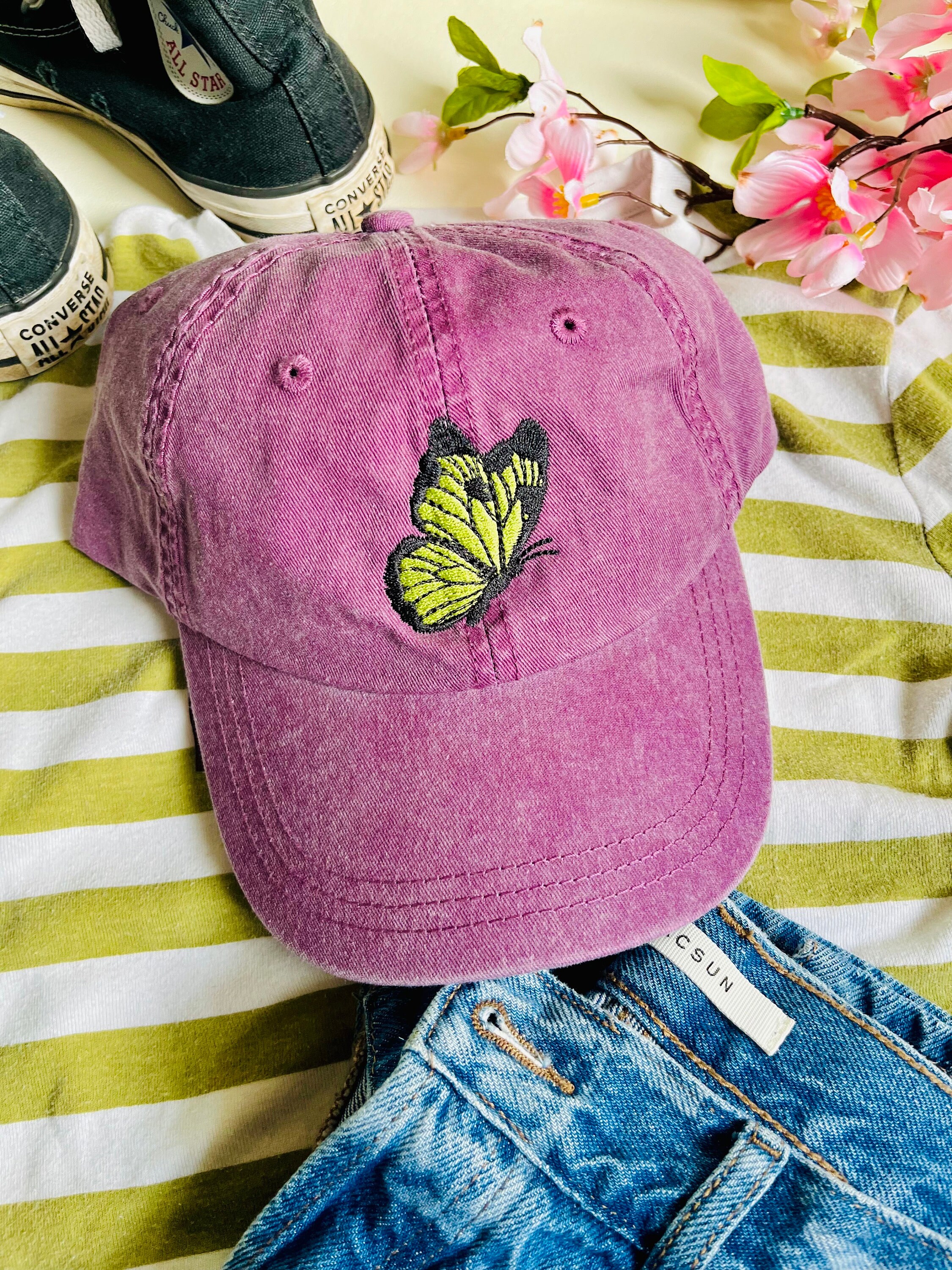 Vintage Butterfly Embroidered Baseball Cap | Dad Hat | Dat Hats ...