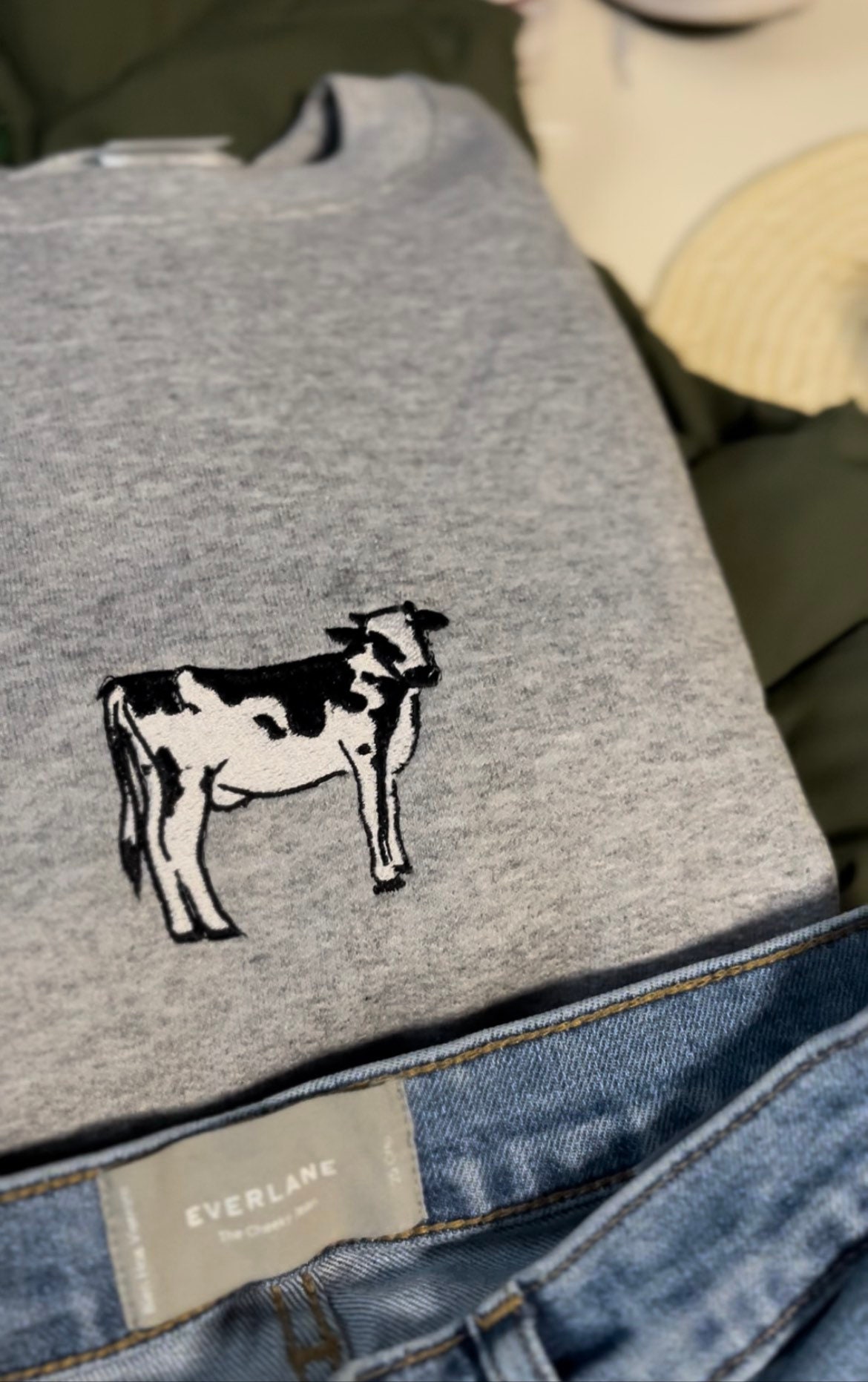 Discover Cow Embroidered Crewneck | Gift for Cow Lovers Sweatshirt