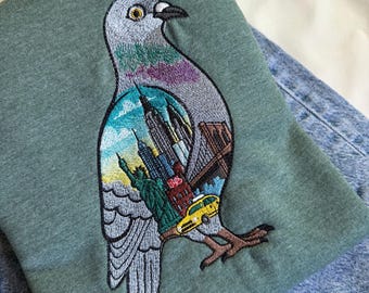 New York City Scene Embroidered Crewneck