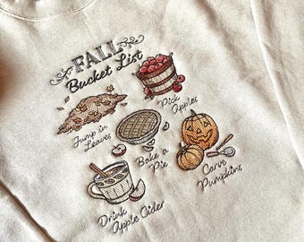 Fall Bucket List Embroidered Crewneck | Autumn Sweatshirt