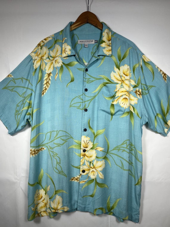 Hawaiian Shirt Quicksilver Mens XL Button Down Cl… - image 1