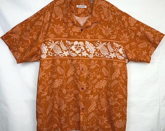 Tommy Bahama Silk Mens 2XL Button Down Short Sleeve Shirt
