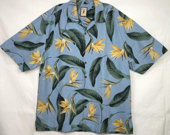 Hawaiian Shirt Jamaica Jaxx Vintage Button Down Large Silk Shirt