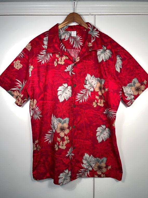 Hawaiian Shirt Palmwave XL Mens Casual Style Butt… - image 1
