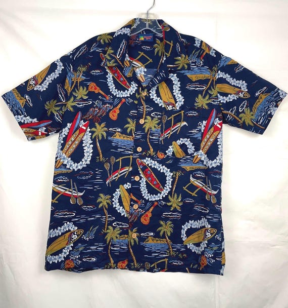 Chemise Hawaïenne Homme Roundy Bay Fleurie - Taille L, Polyester, Très Bon état Occasion