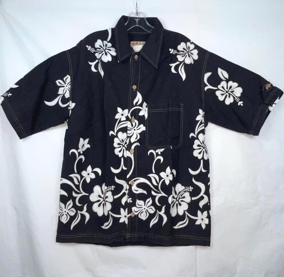 Vintage Nalu Hawaiian Shirt: Buffalo Surf Wave Print, Size Large