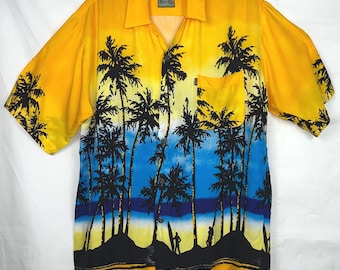 Camisa hawaiana vintage Pineapple Connection: rayón mediano para hombre