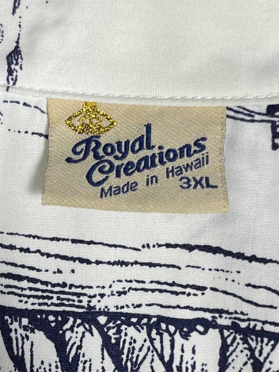 Hawaiian Shirt Mens 3XL Button Down Shirt Royal C… - image 4