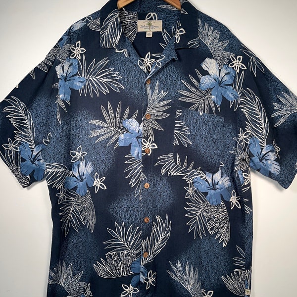 Hawaiian Shirt Island Shores 100% Silk Mens Shirt XL