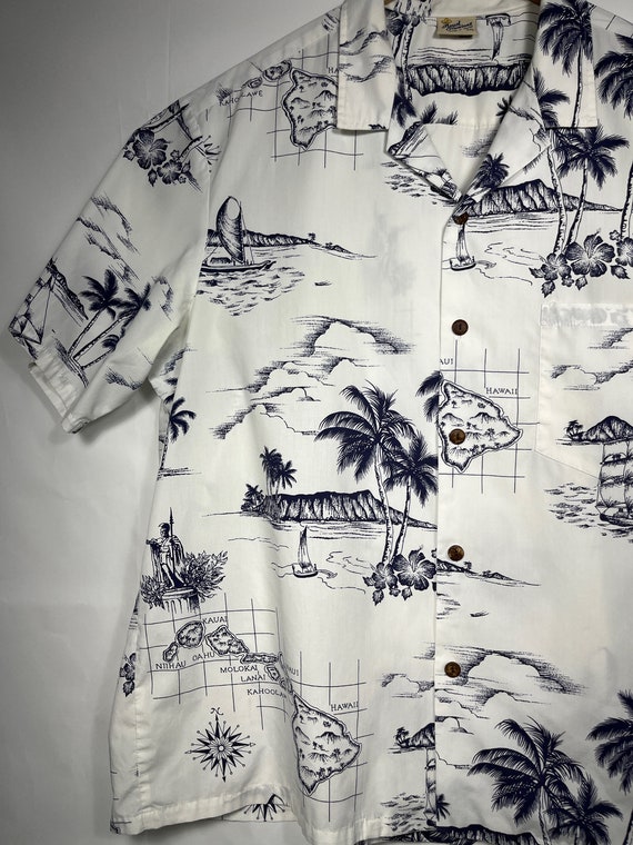 Hawaiian Shirt Mens 3XL Button Down Shirt Royal C… - image 3